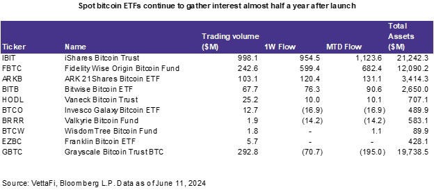 现货比特币 ETF 在推出近 6 个月后仍受到关注