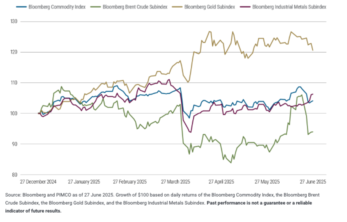 Growth of $100 for commodities