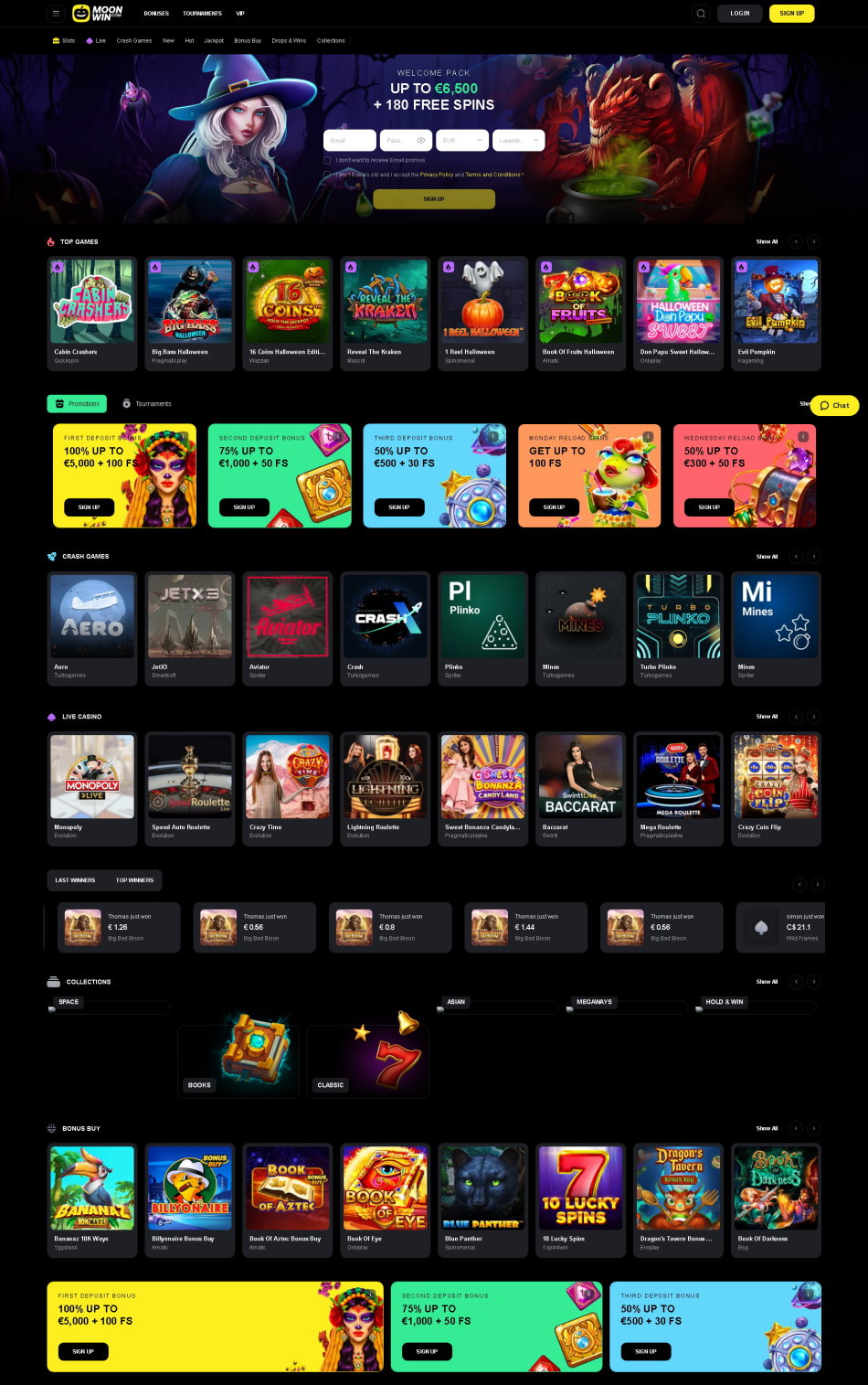 Salle de jeu Moonwin Canada 75 % jusqu'à 7 500 $, 100 $ en compagnie de bonus selon le simple conserve